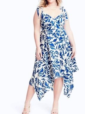 NWT Alexis for Target Botanical Tie Strap Asymmetrical Hem Dress in Blue Floral